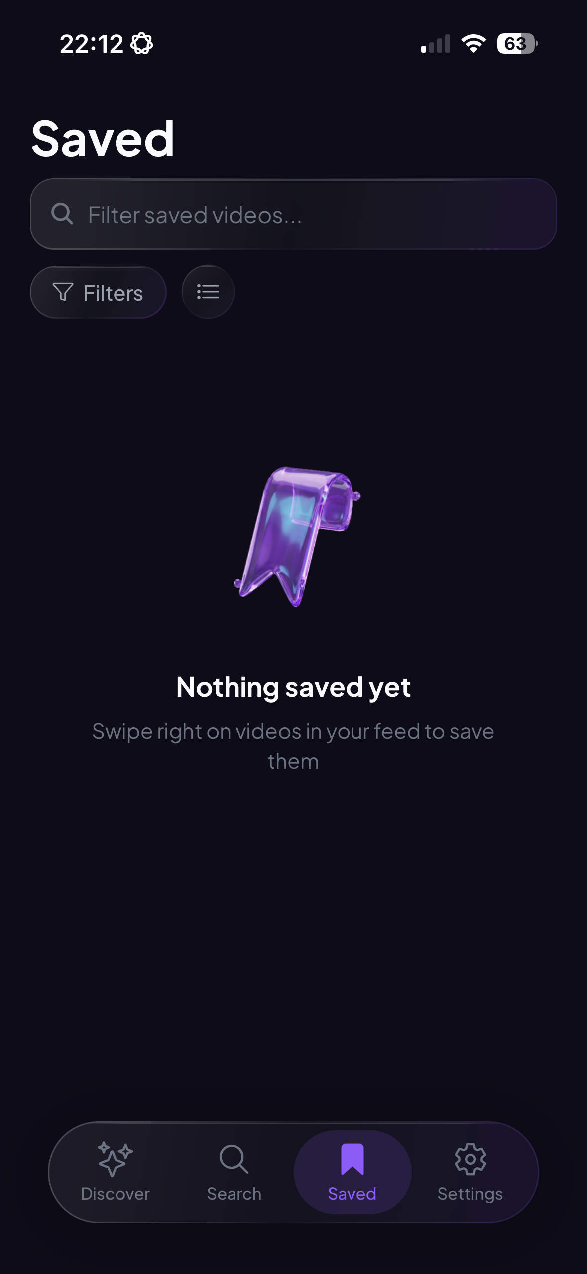 Saved videos